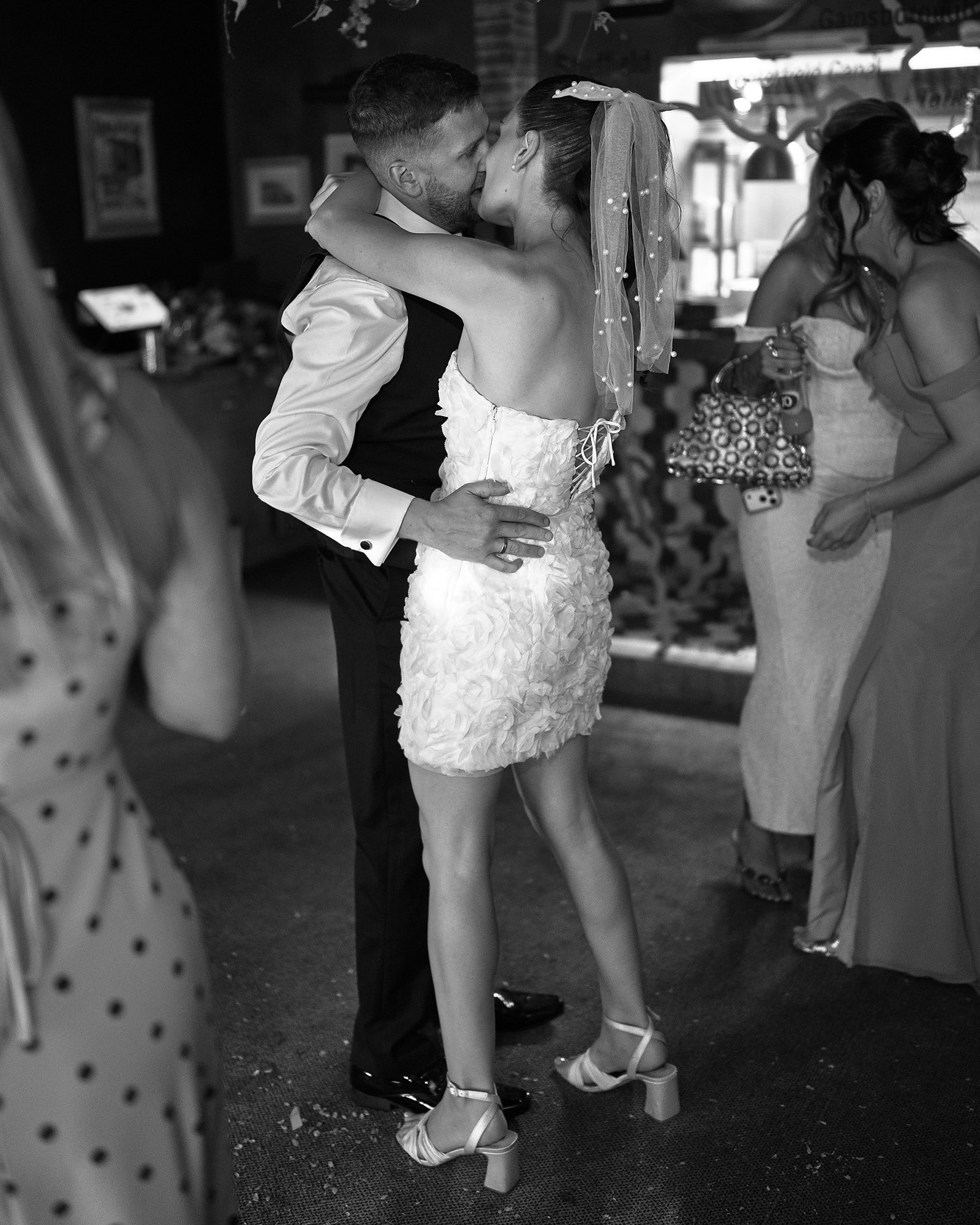 First kiss, black and white